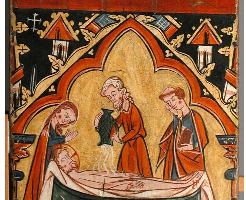 The last scene: human hands washing a divine body.