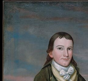 Older and taller than the siblings, his composed stance reads as proto-adult , a portrait of imminent departure from childhood in late 18th-century New England.