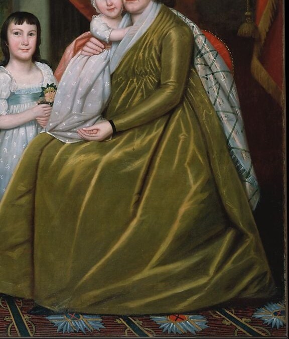 The dominant hue in the entire canvas; its fashionable cut signals wealth while its restraint signals Republican virtue , Earl's commentary on his patron's social position.