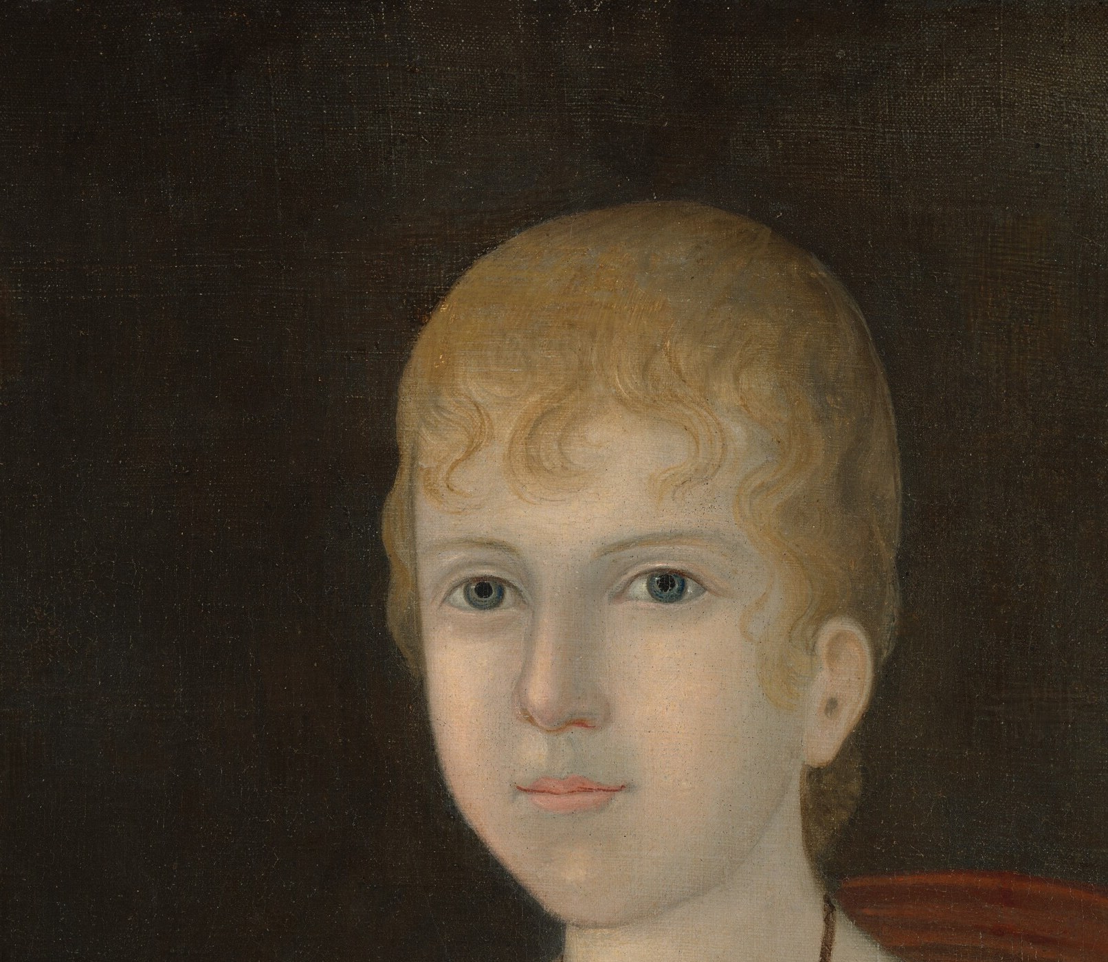 Joshua Johnson's characteristic flattened facial modeling , large eyes, simplified nose, tiny mouth , reveals the folk-portrait vernacular that made him distinctive among early American portraitists
