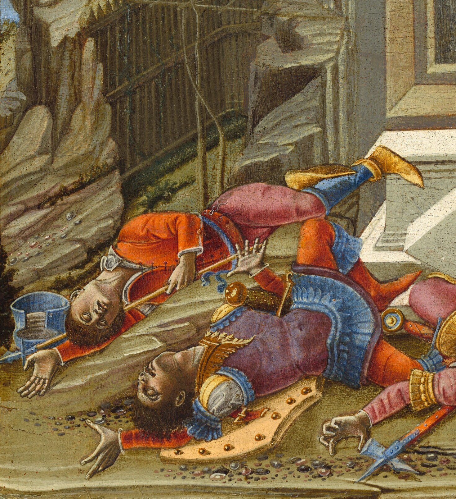 The soldiers who were supposed to secure the grave are down.
