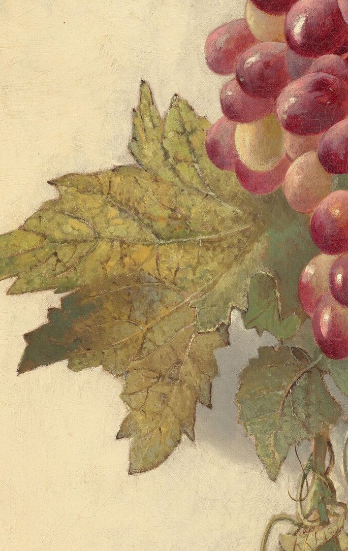 The veins and subtle color variations of the leaf demonstrate careful observation of nature, adding depth to the composition.