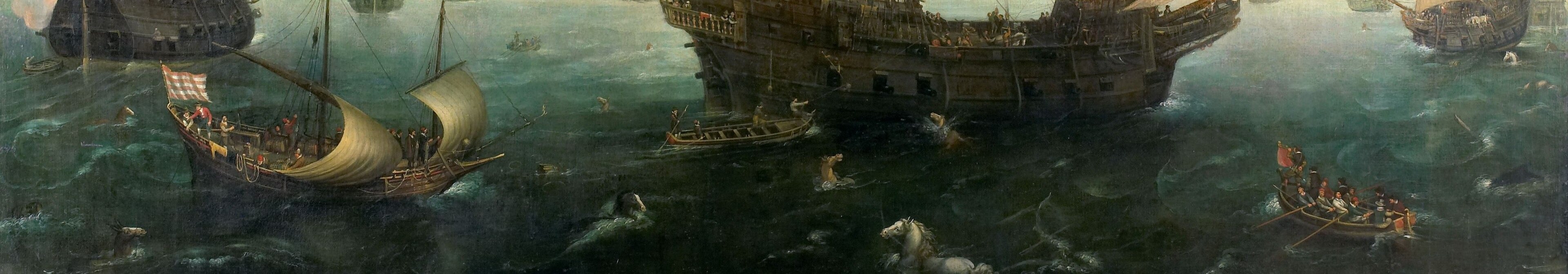 The artist specialized in dramatic marine scenes.