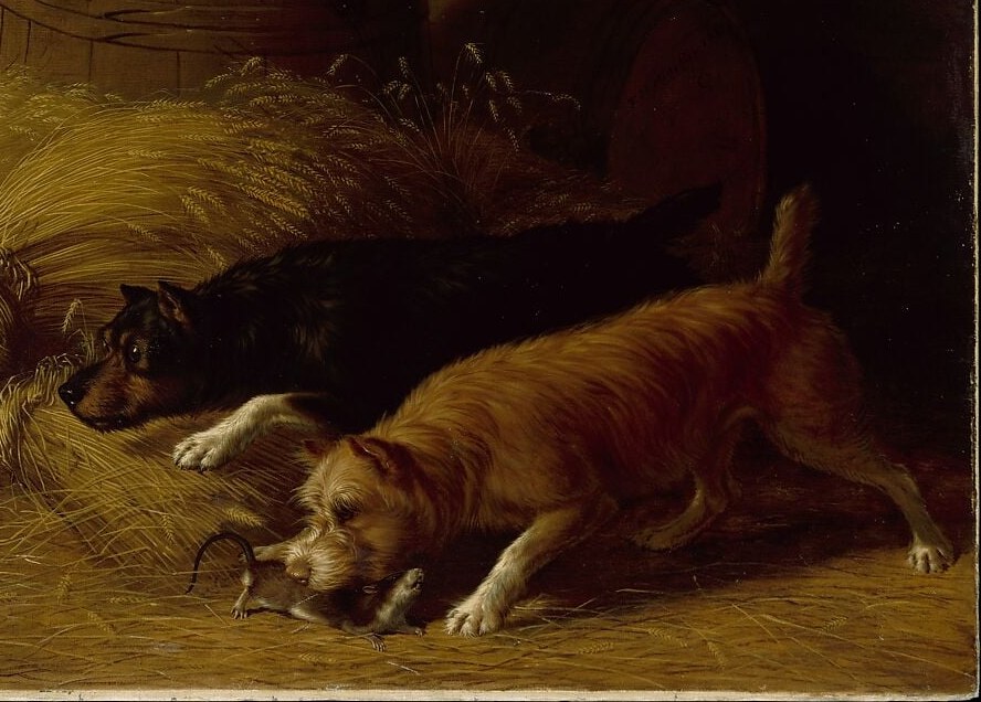 The artist, Thomas Hewes Hinckley, painted humble farm life.