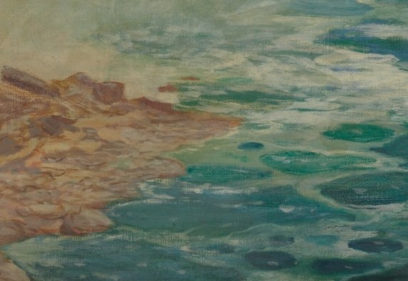 Notice the deep green tones, suggesting immense depth and power.