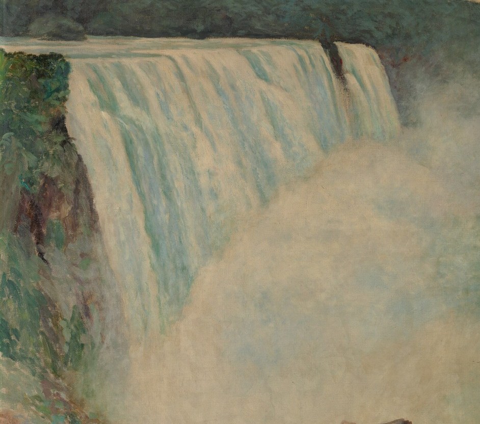 The sheer volume and power of the water are palpable, conveying nature's raw force.