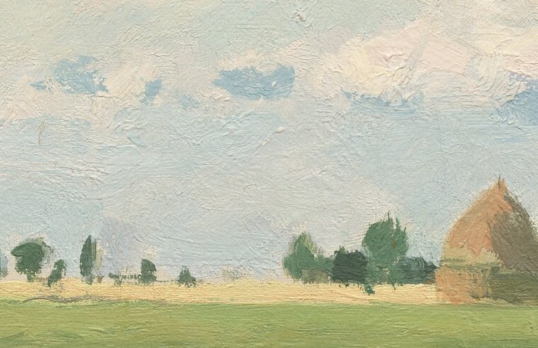 This allows him to paint the bare trees as delicate silhouettes.