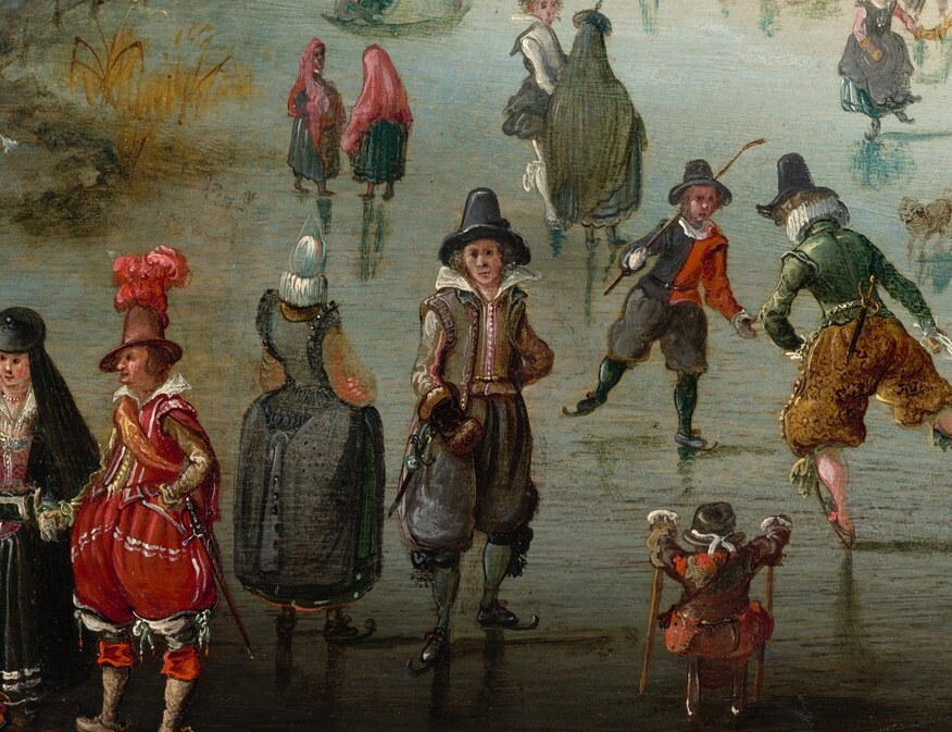 Notice the figures with long sticks on the ice.
