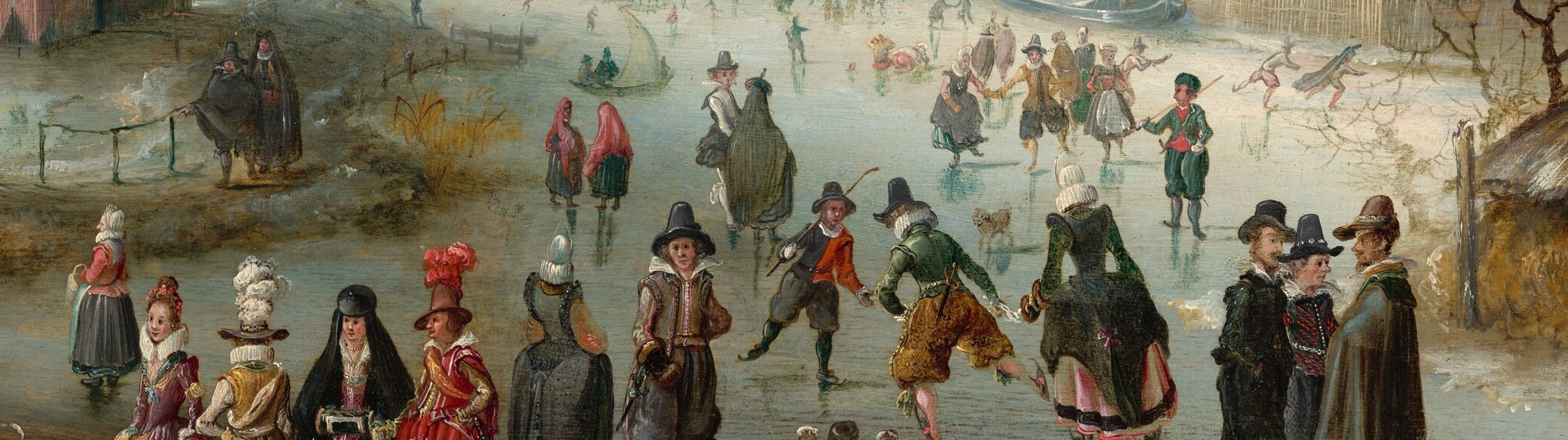 This winter scene captures a bustling day on the frozen Amstel River.