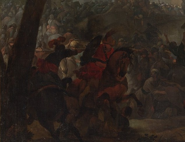 At its base, almost in shadow: a cluster of small figures.