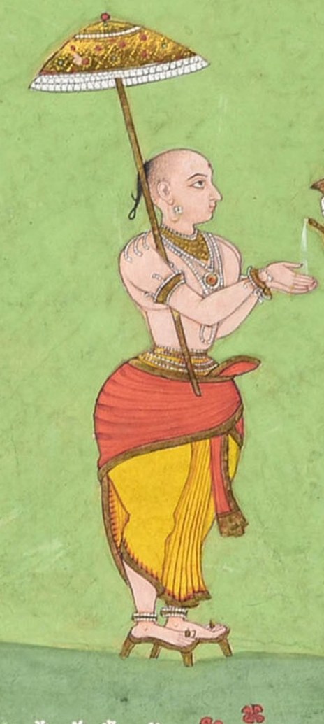 Vamana, a dwarf avatar of Vishnu, stands on the left.