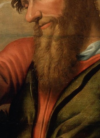 Detailed rendering of hair suggests a sense of realism and the passage of time.