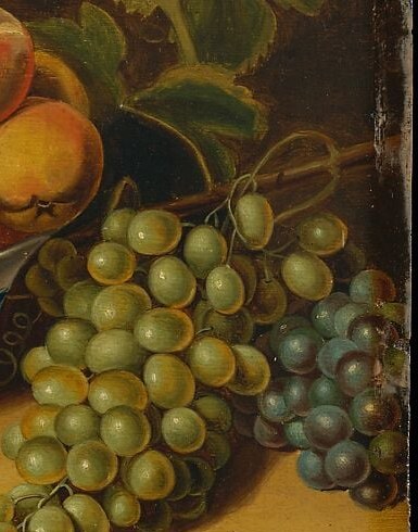 The grapes are translucent. Light passes through green skin.