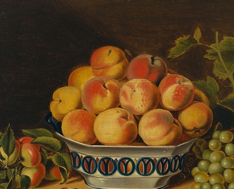 The peaches are its opposite. A dry, dusty fuzz that softens every edge.