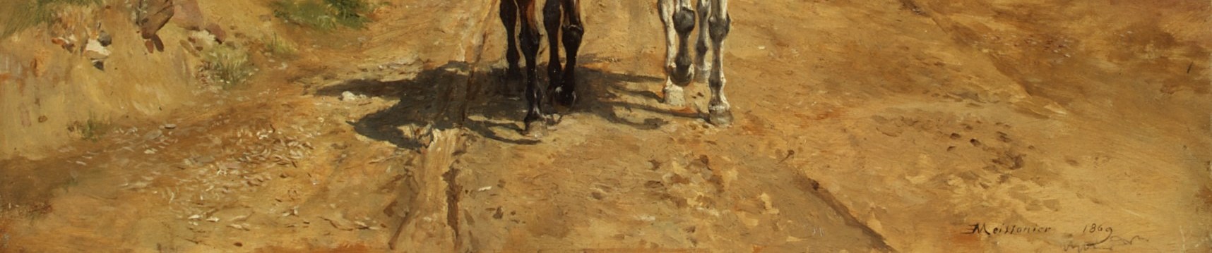 Loose but convincing brushwork for the earth surface , a textural technique zone contrasting the tight figurative rendering above it
