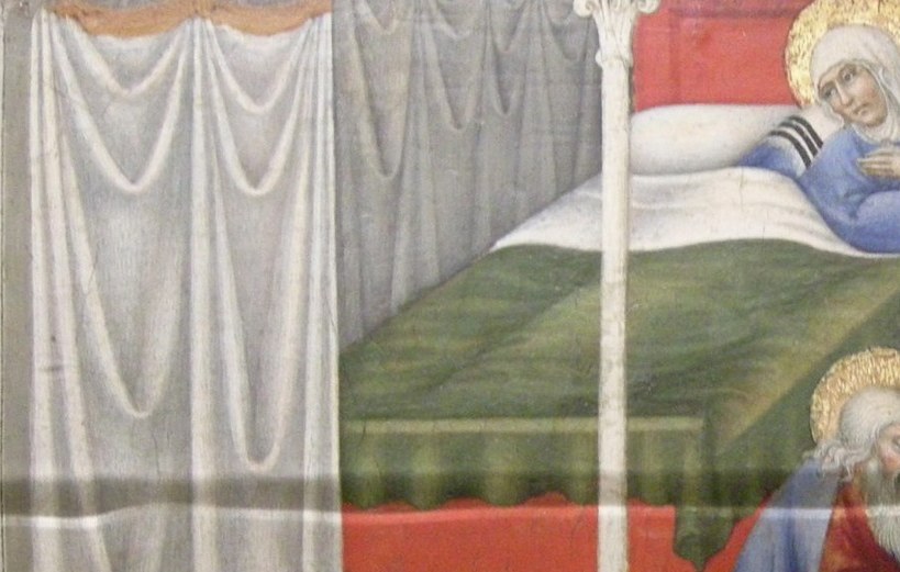 Elizabeth rests after the miracle. The infant is bathed.