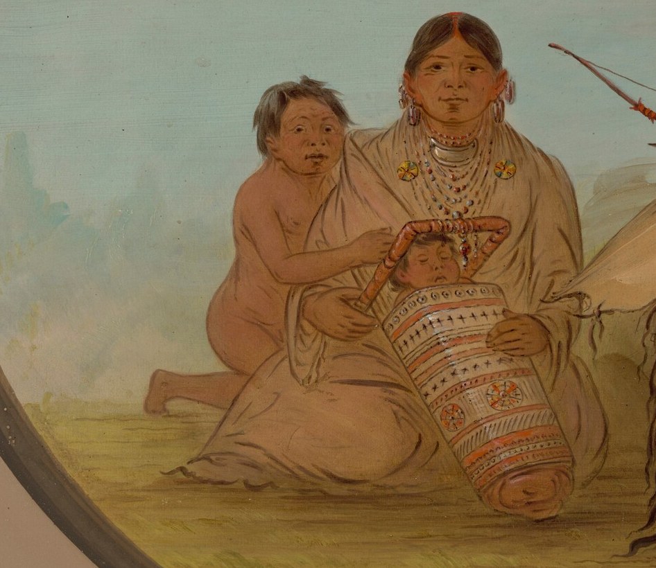 The women and child highlight themes of family and community.