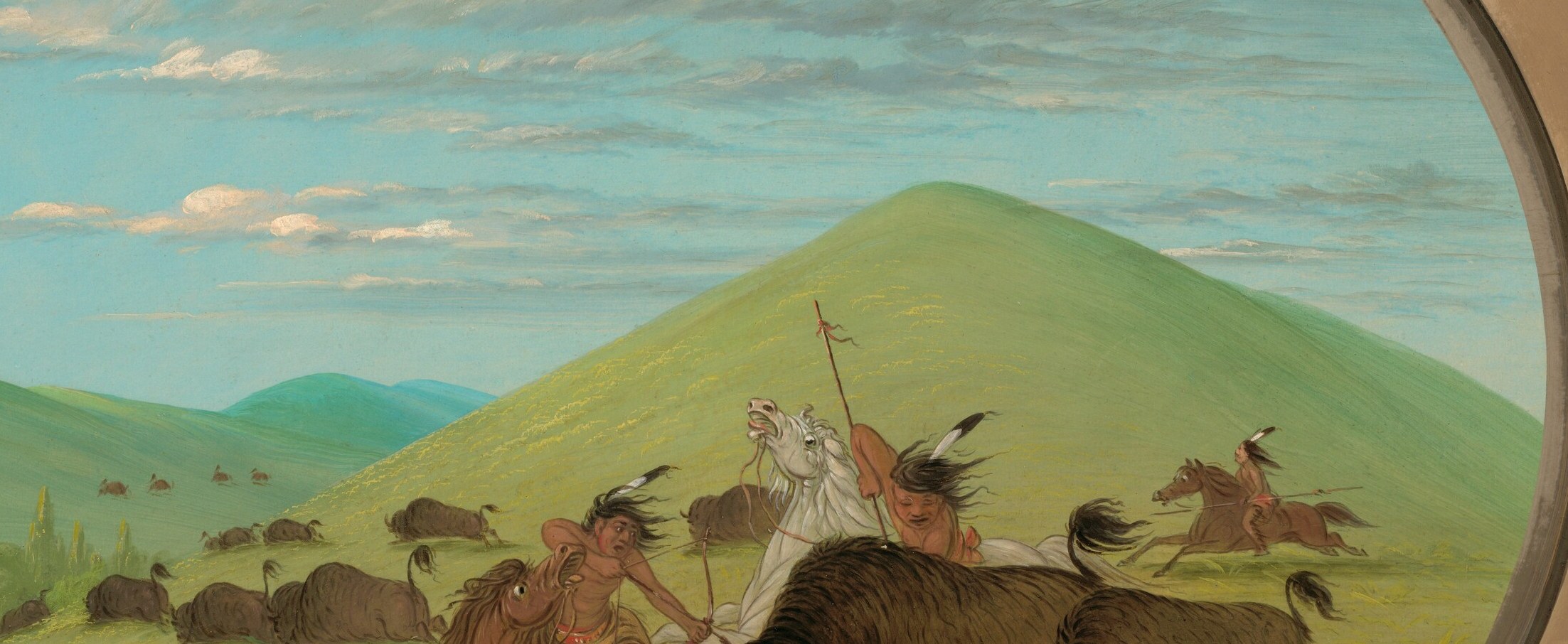 The soft, undulating landscape provides a naturalistic backdrop and suggests the open environment of the Great Plains.