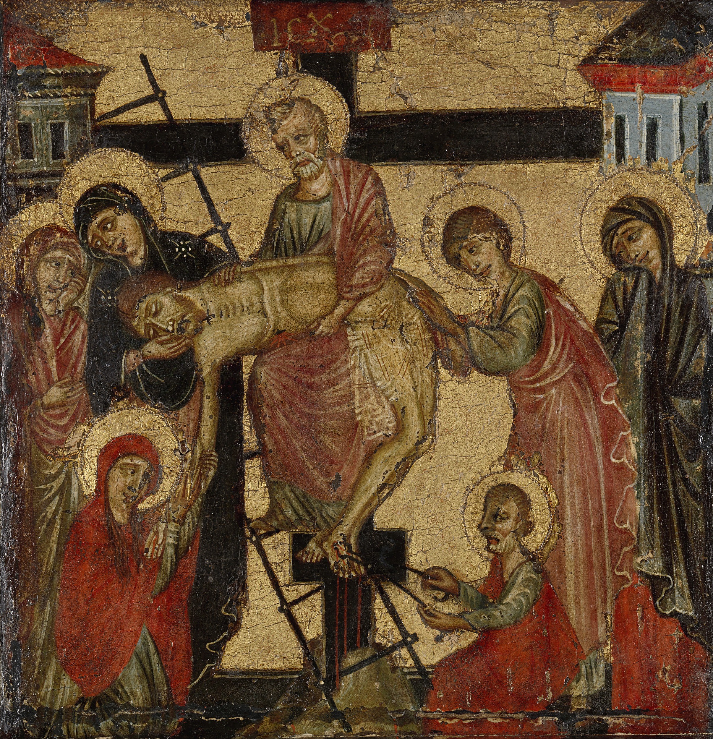 The gold has cracked. The paint held for seven centuries.