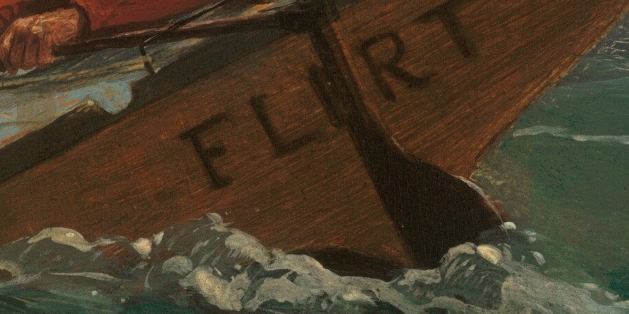 The boat itself is named 'FLIRT' on the hull.