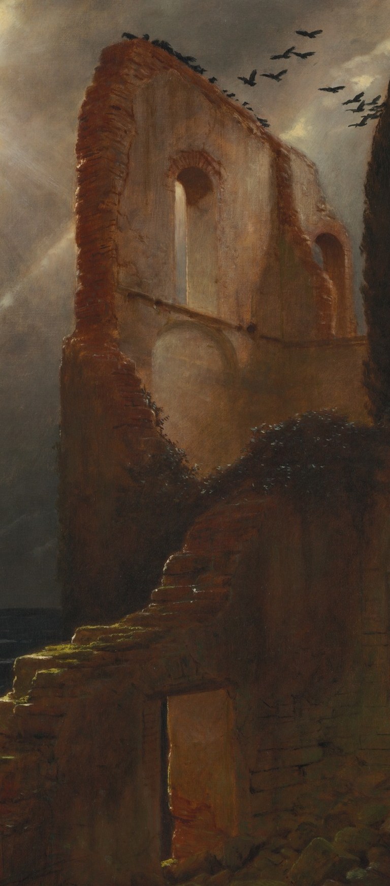 The central focus, its decay suggests the passage of time and the impermanence of human structures.