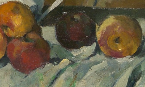 Cézanne painted the rim in a few loose strokes. You can see his hand deciding where the circle closes.