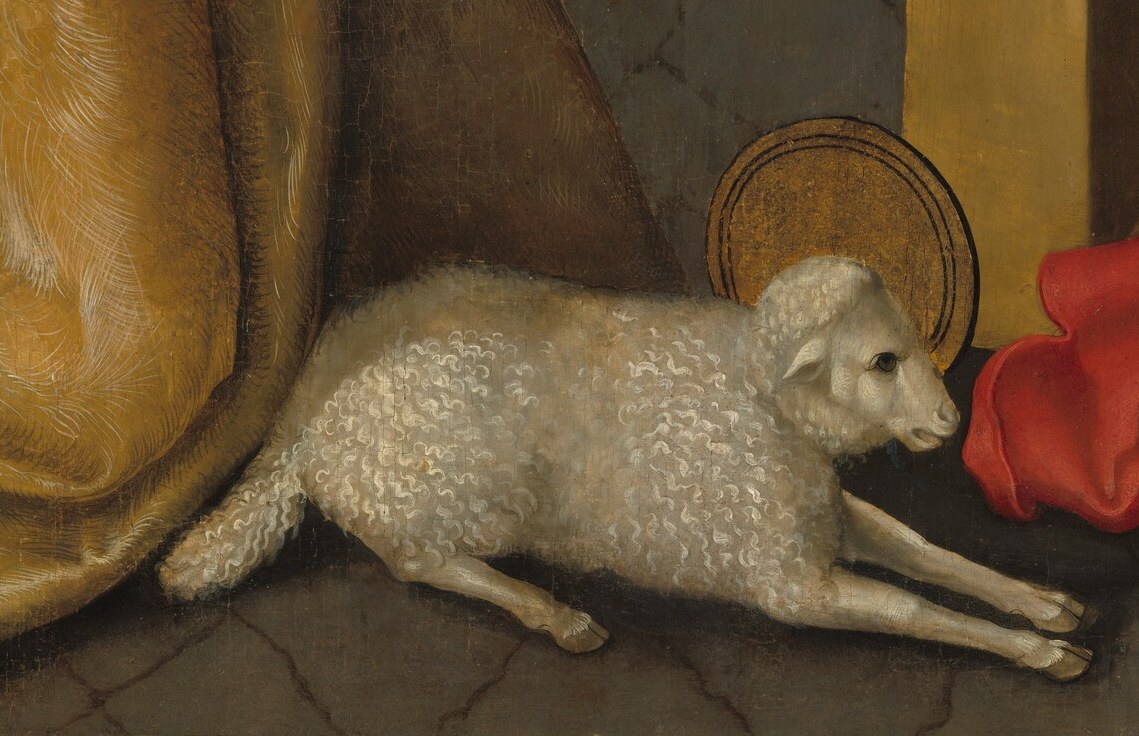 But beneath them, another figure: the Lamb of God.