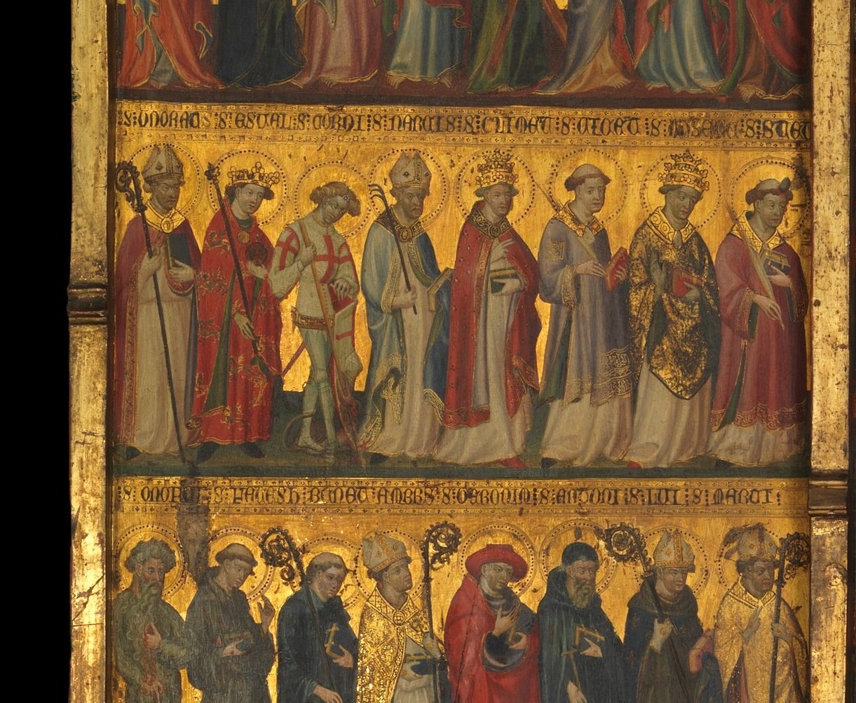 The gold is not behind the saints. It is what they stand in.