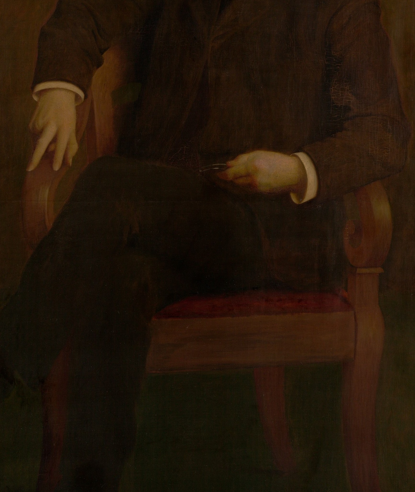 The loose brushwork in the fabric creates a sense of depth and texture.