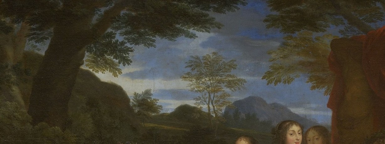 A golden chariot races across the shadowed sky.