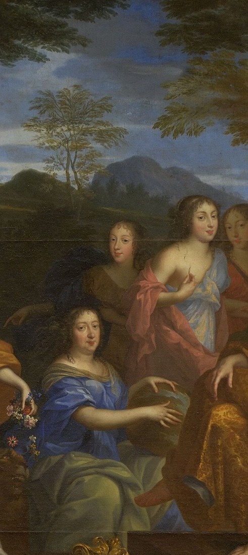 Louis XIV, the Sun King, stands at the center as Apollo.