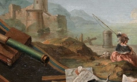 Even a spotting scope hints at scientific observation.