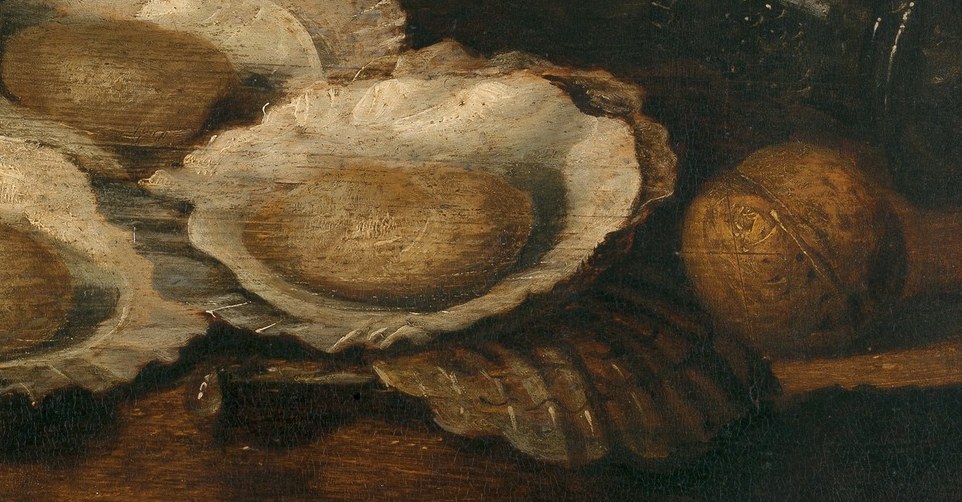 Three open oysters promise briny luxury.