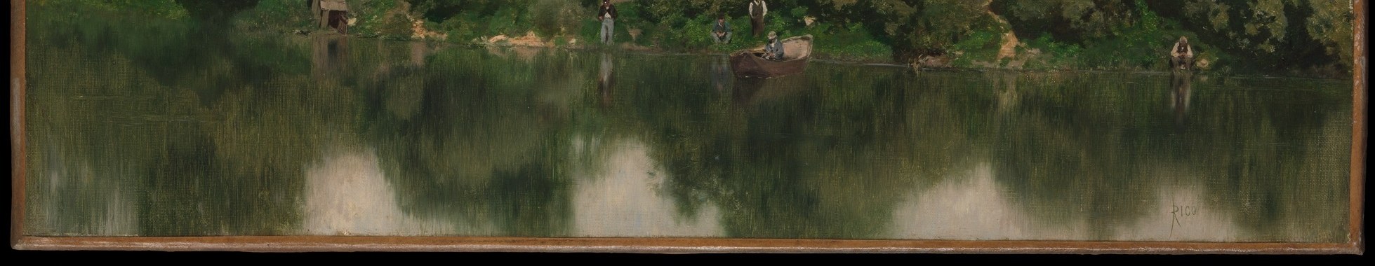 Now watch the water. Short, horizontal dabs of paint.