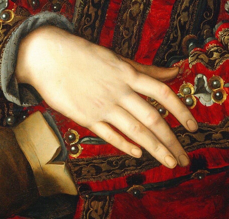 The relaxed yet deliberate placement suggests both aristocratic ease and the formality of the sitting.