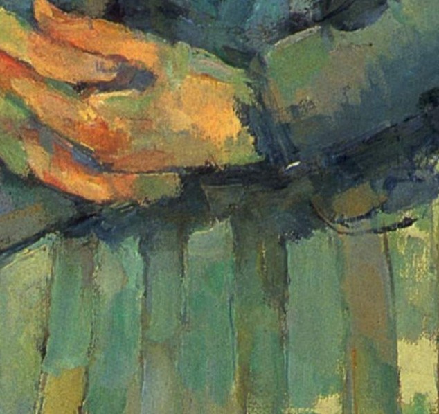 Her hands hold back a physical outburst.