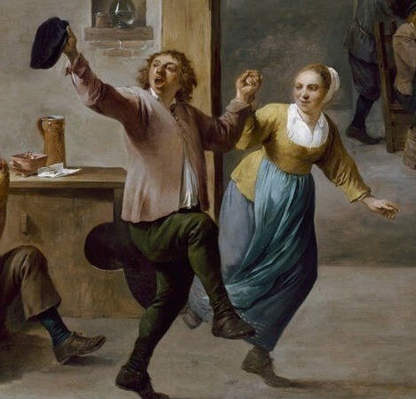 Look closely at the dancing couple, lost in their joy.
