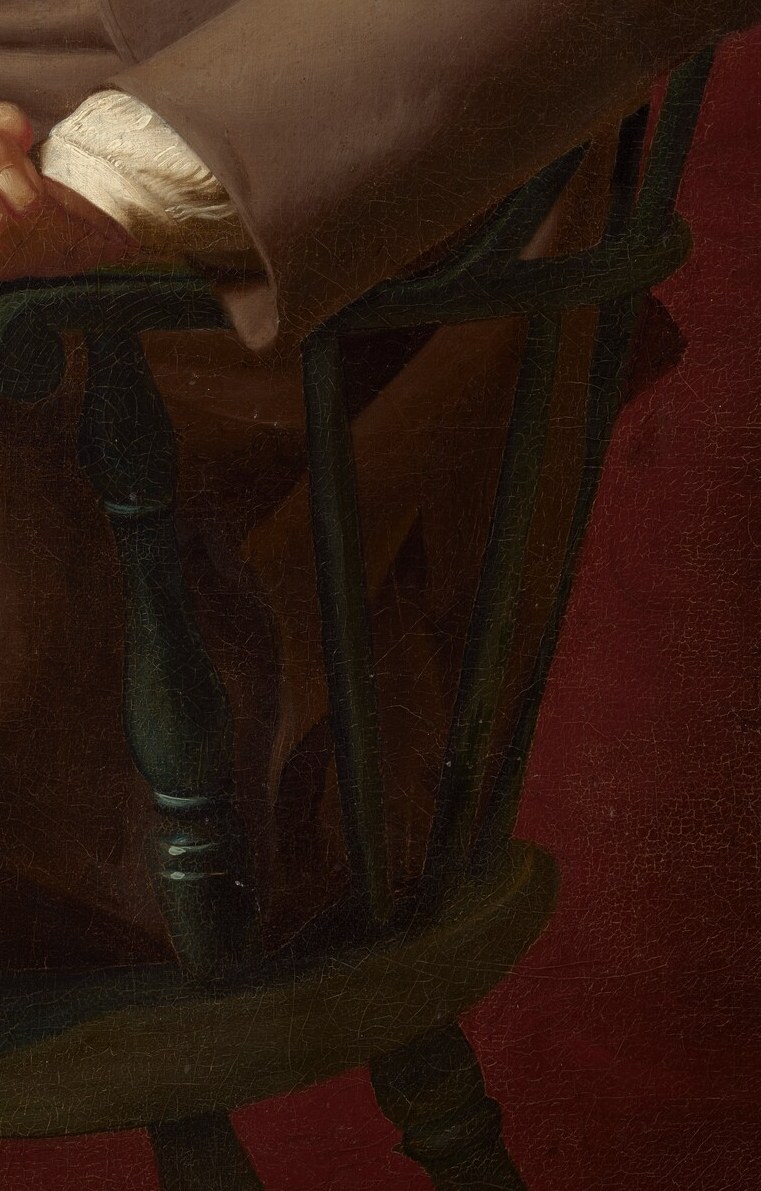 Tyng's cane and formal attire underscore his social standing.