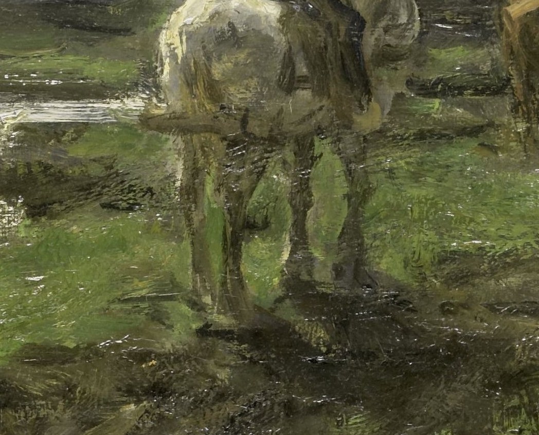 He painted the horse and rider almost as one shape.