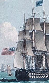 Its mainmast towered, carrying intricate rigging and sails.