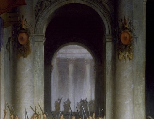 Provides a sense of scale and grandeur to the setting, framing the main action.