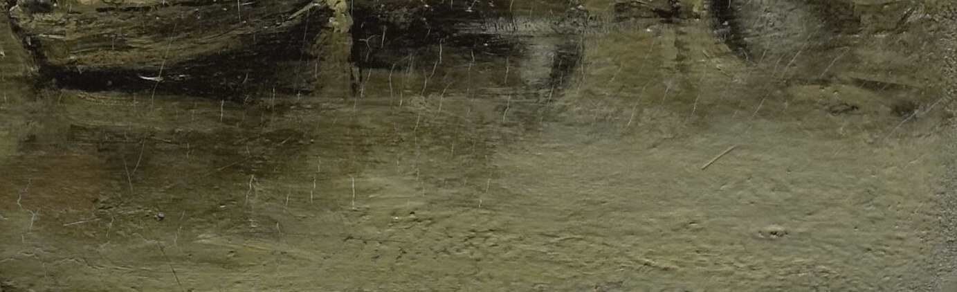 This visible craquelure draws attention to the materiality of the paint and the age of the work.