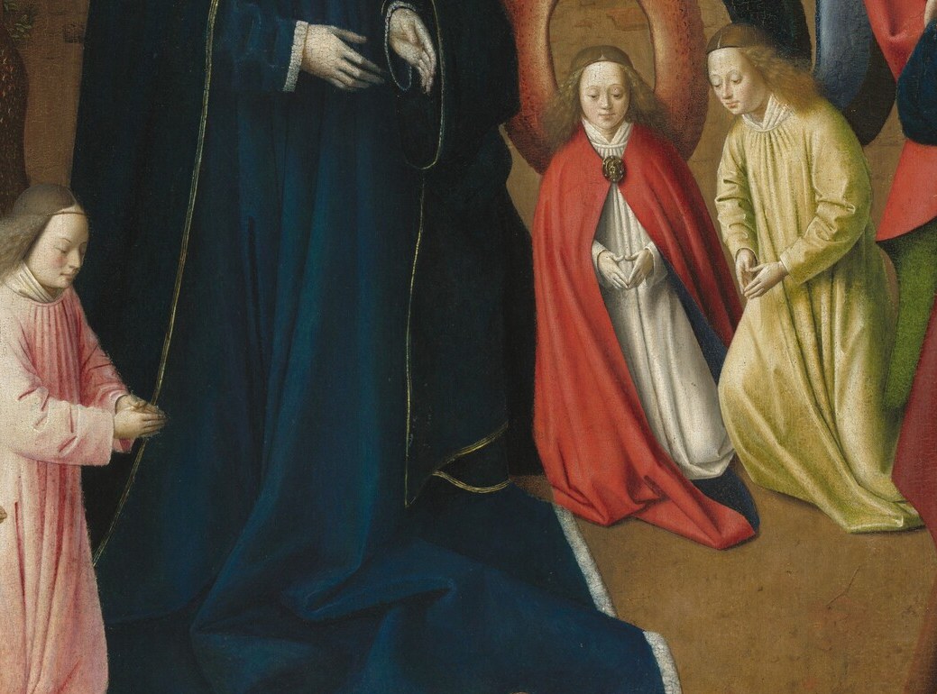 And her eyes rest on the child who, the theology says, rests on nothing.