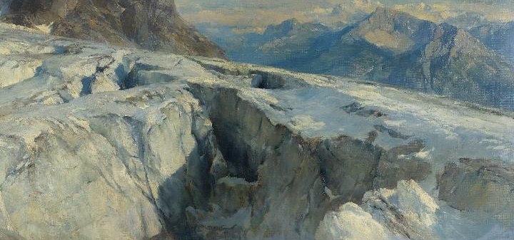 See how he captures the ice, fractured and deep.