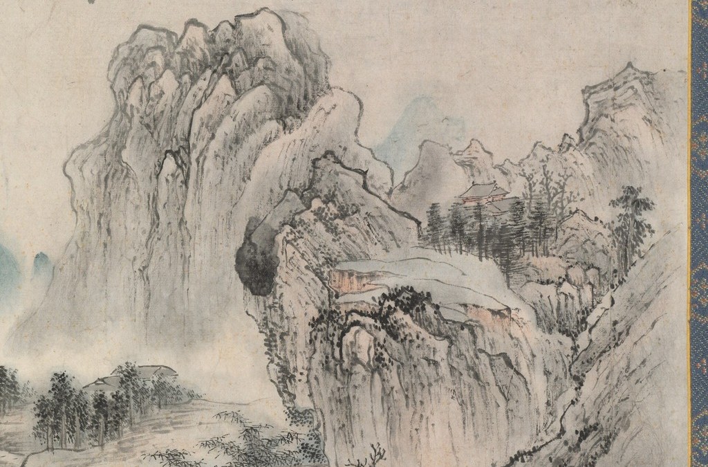 Its muted colors evoke a sense of mist and calm.