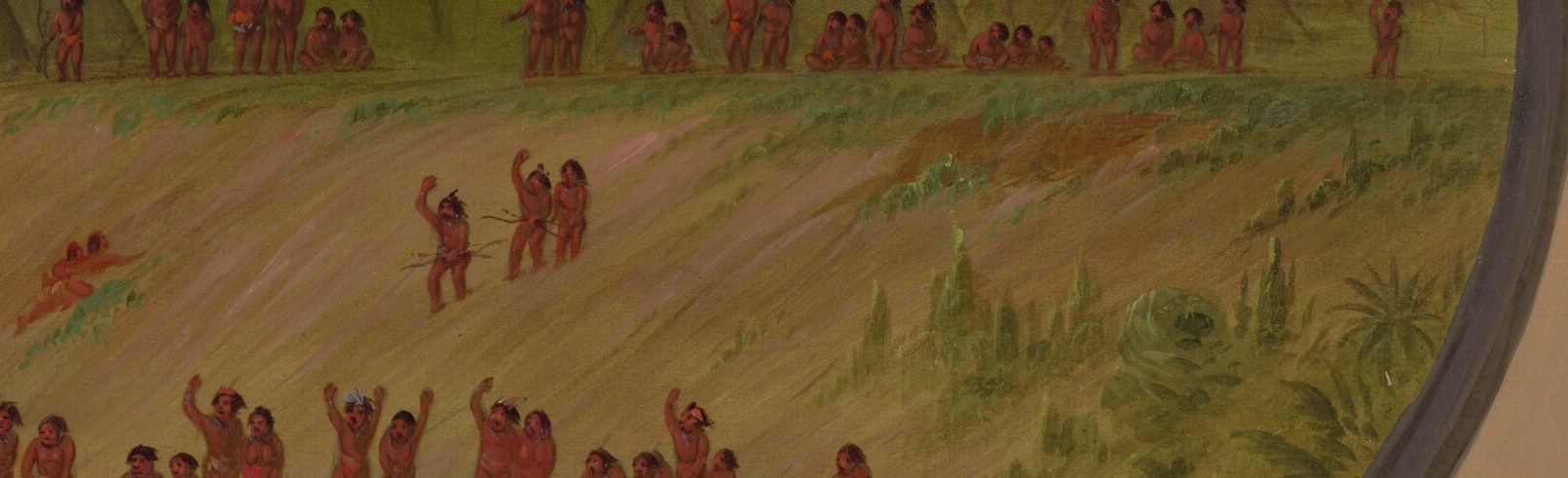 People gather at the water, perhaps for trade or travel.