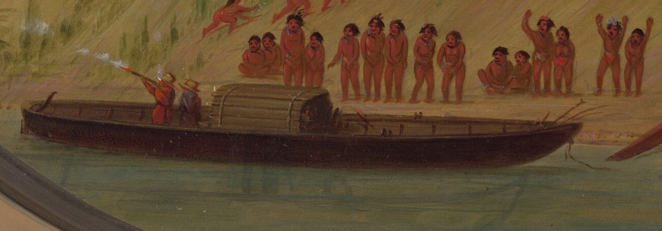 A large river boat suggests connections to the outside world.