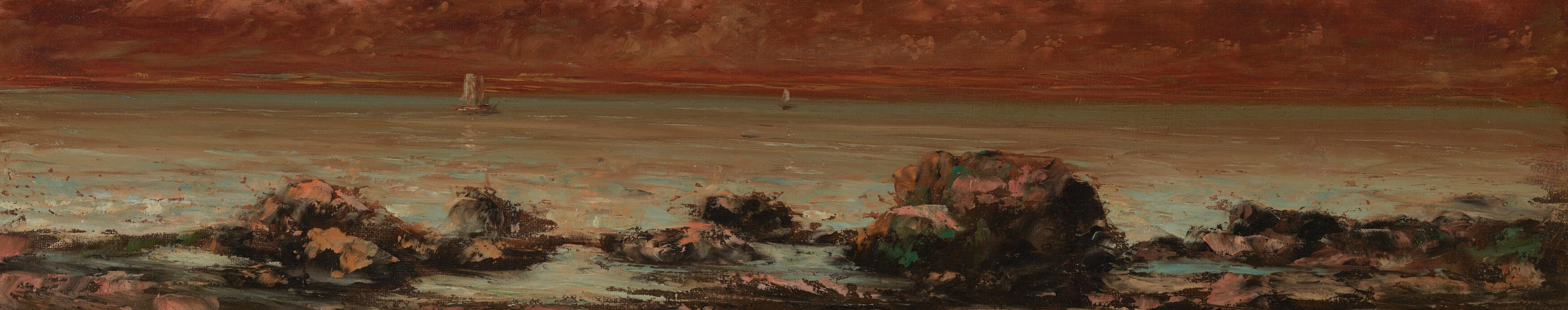 His visible, vigorous brushstrokes capture the churning sea.