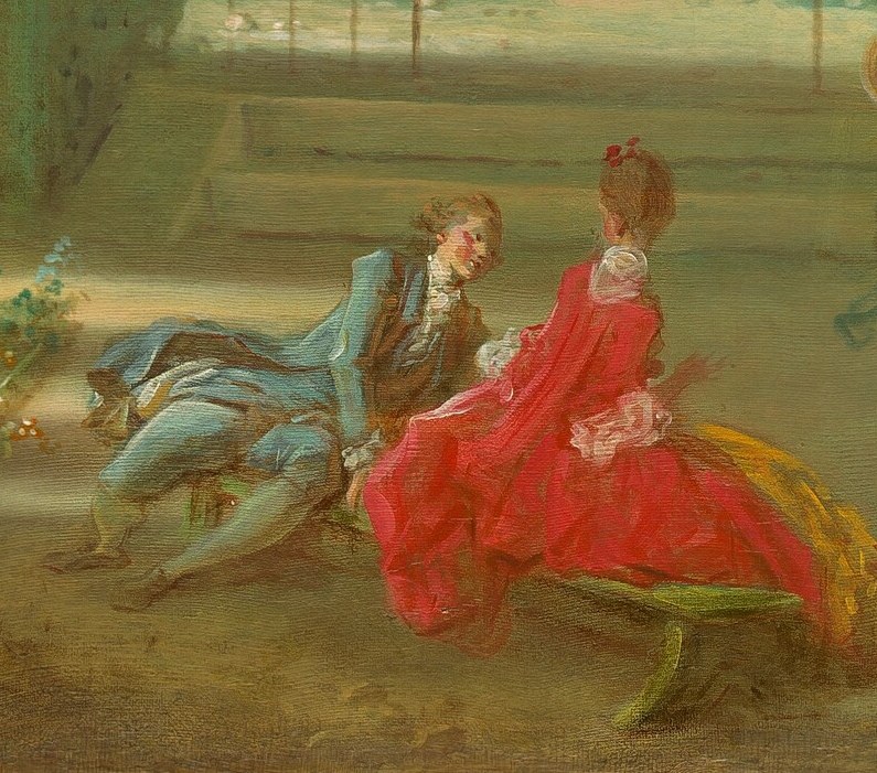 The players are likely wealthy, judging by their elaborate clothing.