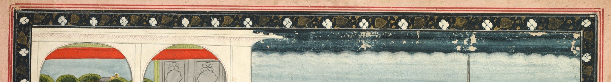 This intricate border frames the narrative and hints at the manuscript's overall decorative quality and cultural context.
